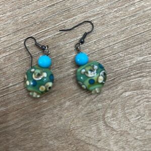 Blue and green earrings